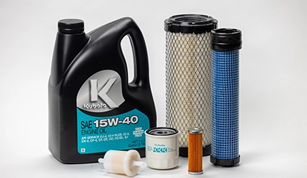 Kubota engine oil and replacement filters including air, fuel, and oil filters